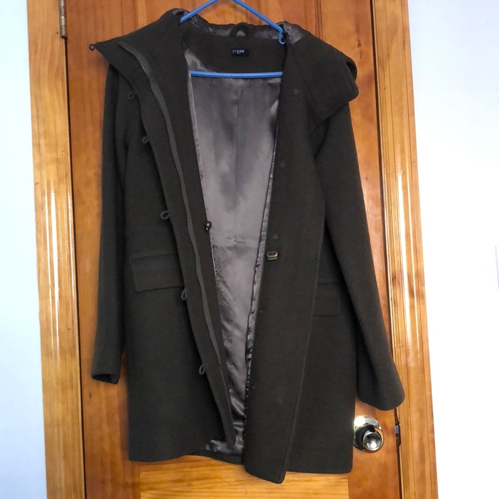 Sage green J. Crew hooded peacoat